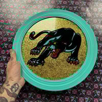 Image 1 of Flocked Panther glass painting