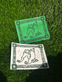 Image 1 of dancing frogs block print