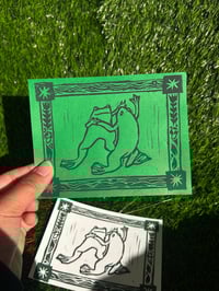 Image 2 of dancing frogs block print