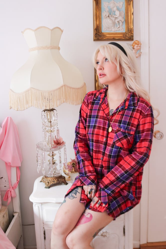 Image of Victoria's Secret Plaid Snug Sleep Shirt (Medium)