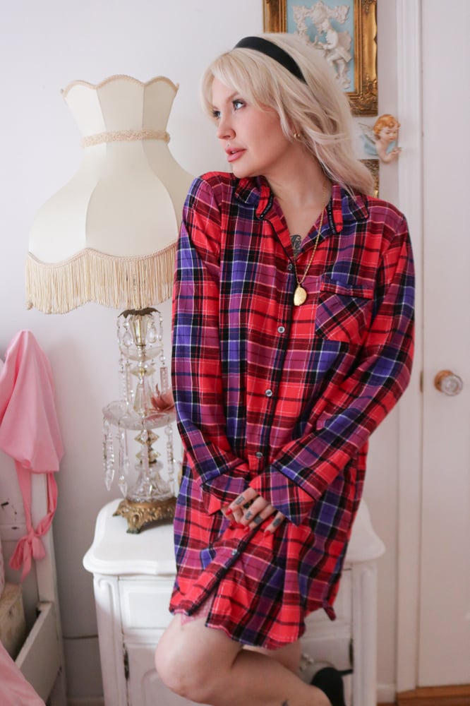 Image of Victoria's Secret Plaid Snug Sleep Shirt (Medium)