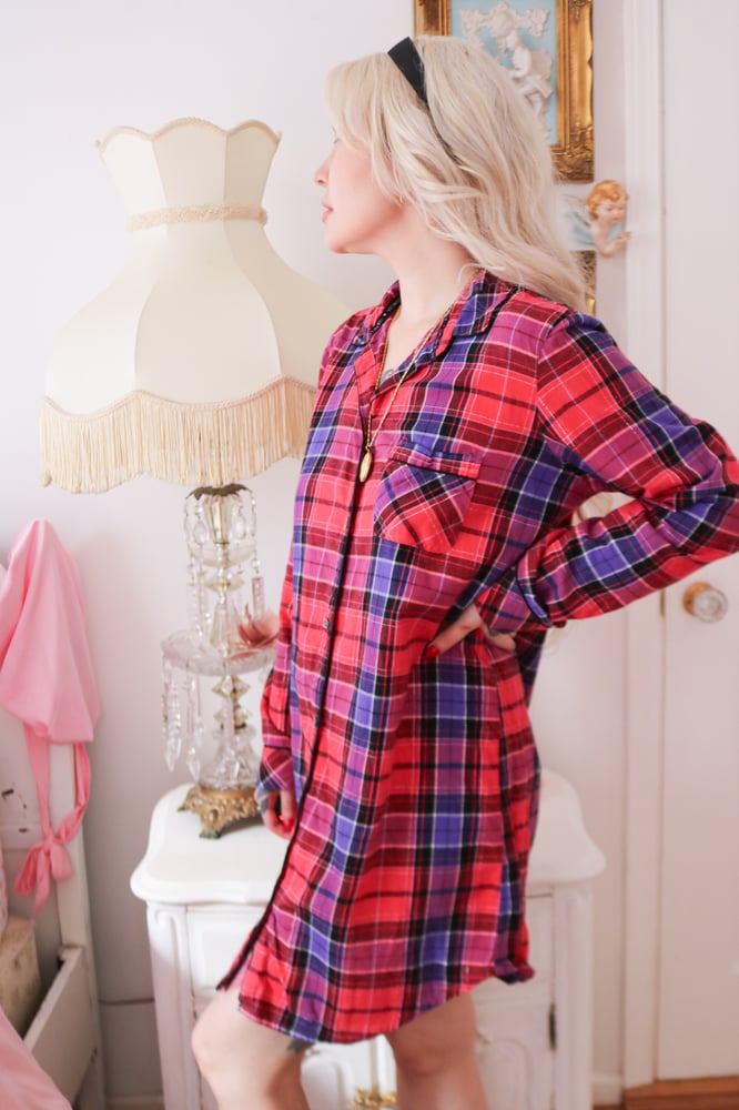 Image of Victoria's Secret Plaid Snug Sleep Shirt (Medium)