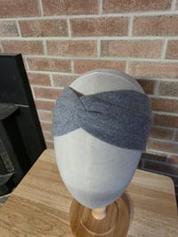 Image 2 of Upcycled Pure Merino Wool Ear Warmer Headband- S-M - Gray 