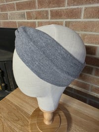 Image 3 of Upcycled Pure Merino Wool Ear Warmer Headband- S-M - Gray 