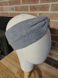 Image 4 of Upcycled Pure Merino Wool Ear Warmer Headband- S-M - Gray 