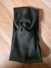 Image 2 of Upcycled Merino Wool Ear Warmer- S-M- Moss