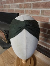 Image 2 of Upcycled Pure Merino Wool Ear Warmer- M-XXL- Moss