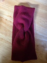 Image 3 of Upcycled Pure Wool Ear Warmer- S-XL - Burgundy 