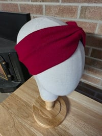 Image 2 of Upcycled Merino Wool Ear Warmer- M-XXL- Crimson