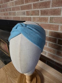 Image 3 of Upcycled Pure Merino Wool Ear Warmer- S-XL- Aqua 