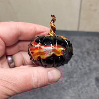 Image 2 of  XL. Nightfire Pumpkin - Flamework glass sculpture