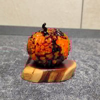 Image 1 of XXL. Orange & Black Pumpkin - Flamework glass sculpture