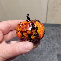 Image 2 of XXL. Orange & Black Pumpkin - Flamework glass sculpture