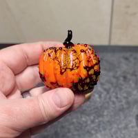 Image 3 of XXL. Orange & Black Pumpkin - Flamework glass sculpture