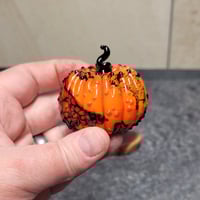 Image 4 of XXL. Orange & Black Pumpkin - Flamework glass sculpture