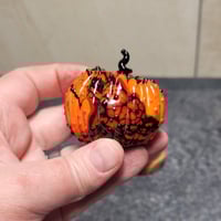 Image 5 of XXL. Orange & Black Pumpkin - Flamework glass sculpture