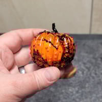 Image 6 of XXL. Orange & Black Pumpkin - Flamework glass sculpture