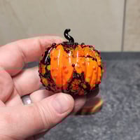 Image 7 of XXL. Orange & Black Pumpkin - Flamework glass sculpture