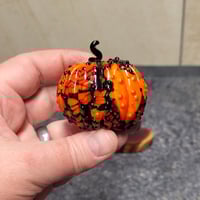 Image 8 of XXL. Orange & Black Pumpkin - Flamework glass sculpture