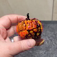 Image 9 of XXL. Orange & Black Pumpkin - Flamework glass sculpture
