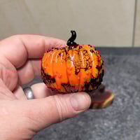 Image 10 of XXL. Orange & Black Pumpkin - Flamework glass sculpture