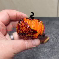 Image 11 of XXL. Orange & Black Pumpkin - Flamework glass sculpture