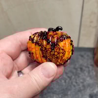 Image 3 of XL. Bumpy Orange & Black Pumpkin - Flamework glass sculpture
