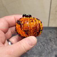 Image 6 of XL. Bumpy Orange & Black Pumpkin - Flamework glass sculpture