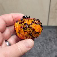Image 8 of XL. Bumpy Orange & Black Pumpkin - Flamework glass sculpture