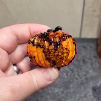 Image 10 of XL. Bumpy Orange & Black Pumpkin - Flamework glass sculpture