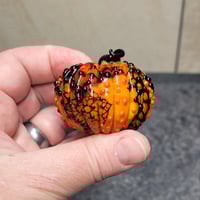 Image 11 of XL. Bumpy Orange & Black Pumpkin - Flamework glass sculpture