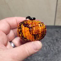 Image 13 of XL. Bumpy Orange & Black Pumpkin - Flamework glass sculpture