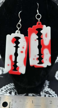 resin bloody spatter razor earrings