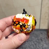 Image 2 of XL. All Hallows Eve Cobweb Pumpkin - Flamework glass sculpture