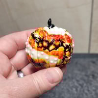 Image 3 of XL. All Hallows Eve Cobweb Pumpkin - Flamework glass sculpture