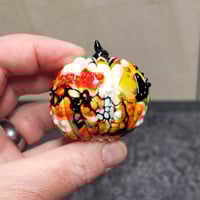Image 9 of XL. All Hallows Eve Cobweb Pumpkin - Flamework glass sculpture