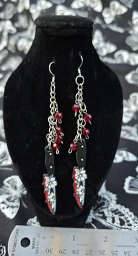 Cute little knife with glass beads earrings