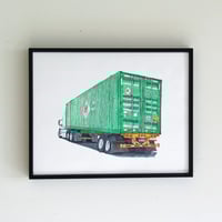 Image 2 of  Truck #6 Green Container by Jessica Fontenot - Framed Original Artwork