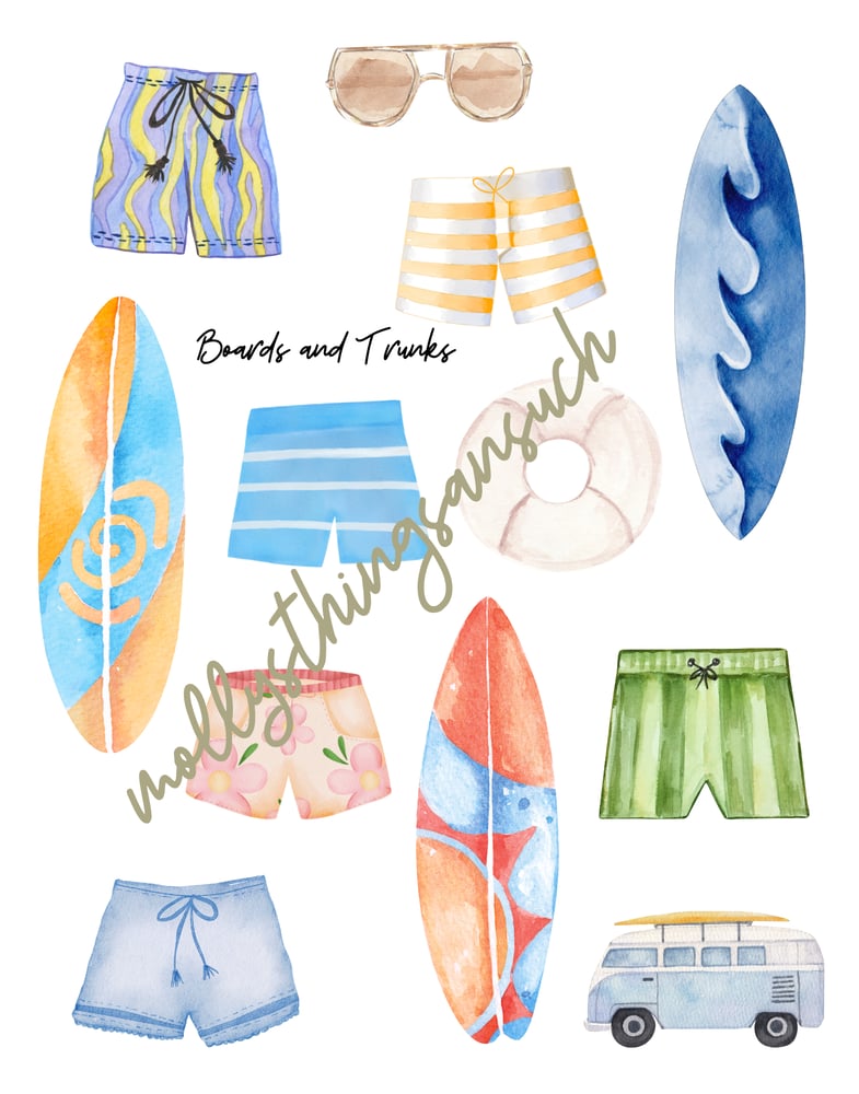 Image of Boards, Trunks and Swimsuits Art Print Set