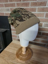 Image 1 of Upcycled Pure Thick Wool, Single Snap Beanie- L-XXL- Camo