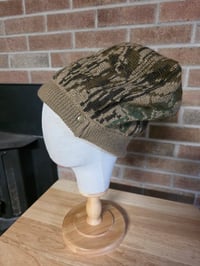 Image 3 of Upcycled Pure Thick Wool, Single Snap Beanie- L-XXL- Camo