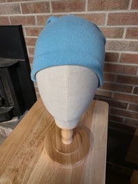 Image 2 of Upcycled Pure Wool, Single Snap Beanie- M-XXL- Aqua