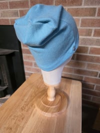 Image 3 of Upcycled Pure Wool, Single Snap Beanie- M-XXL- Aqua
