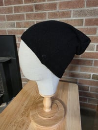 Image 1 of Upcycled Pure Cashmere, Single Snap Beanie- S-L- Black