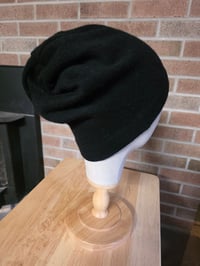 Image 2 of Upcycled Pure Cashmere, Single Snap Beanie- S-L- Black
