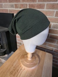 Image 2 of Upcycled Pure Merino Wool, Single Snap Beanie- S-XL- Moss