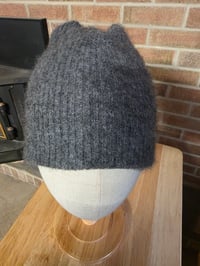 Image 3 of Upcycled Pure Cashmere, Single Snap Beanie- M-XXL- Slate