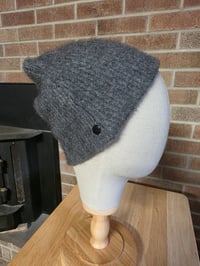 Image 1 of Upcycled Pure Cashmere, Single Snap Beanie- M-XXL- Slate