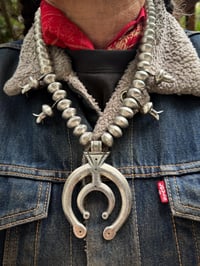 Image 1 of WL&A Handmade Old Style Mercury Dime Squash Blossom Naja Necklace - Length 26" - 380 Grams