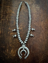 Image 4 of WL&A Handmade Old Style Mercury Dime Squash Blossom Naja Necklace - Length 26" - 380 Grams